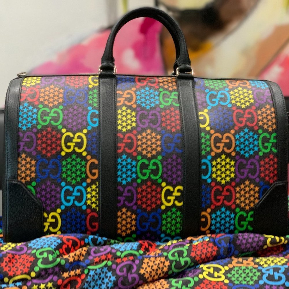 ❌❌ Gucci Psychedelic holdall duffle black rainbow multicolor weekend travel bag - Picture 2 of 8